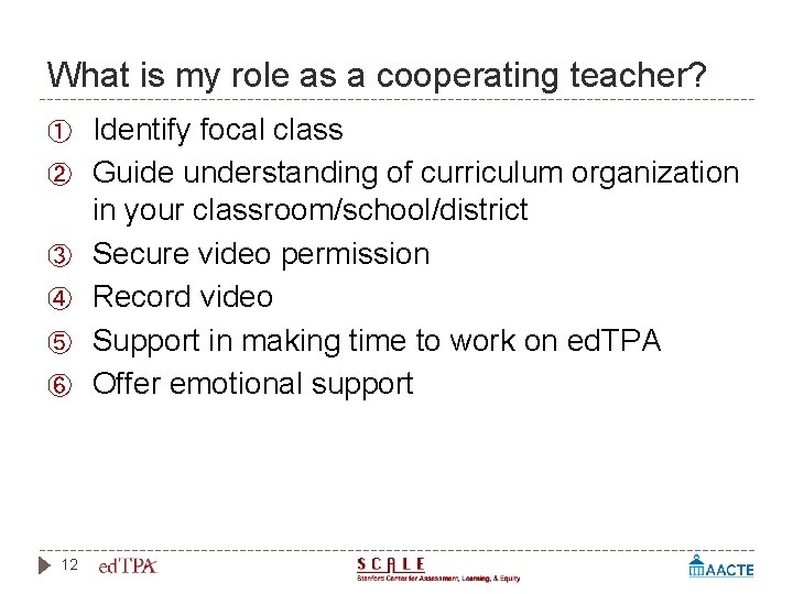 What is my role as a cooperating teacher? ① ② ③ ④ ⑤ ⑥