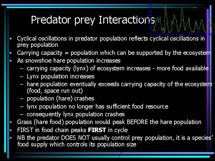 Predator prey Interactions • Cyclical oscillations in predator population reflects cyclical oscillations in prey