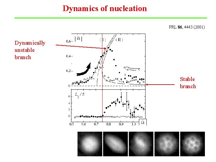 Dynamics of nucleation PRL 86, 4443 (2001) Dynamically unstable branch Stable branch 