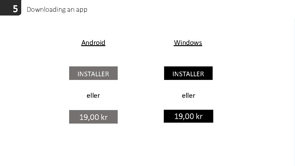 5 Downloading an app Android Windows INSTALLER eller 19, 00 kr 