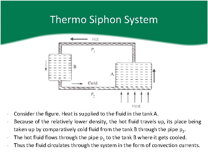 Thermo Siphon System Hot Heat Consider the figure. Heat is supplied to the fluid