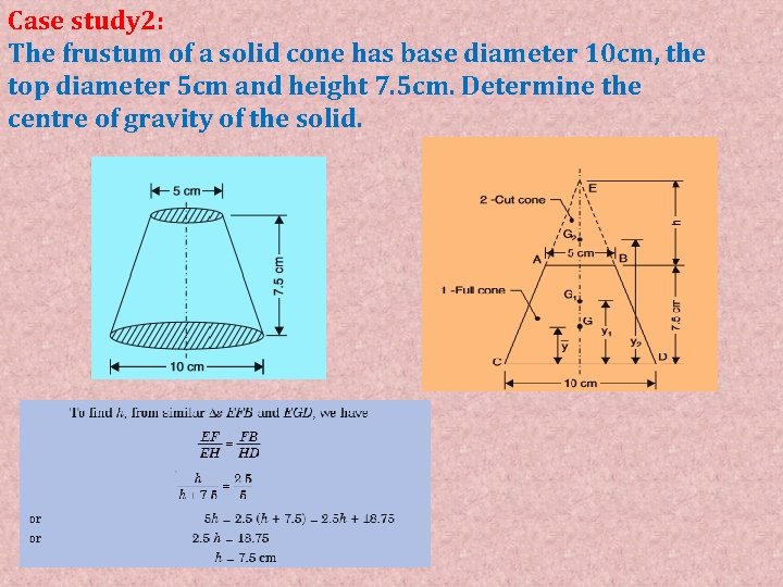 Case study 2: The frustum of a solid cone has base diameter 10 cm,