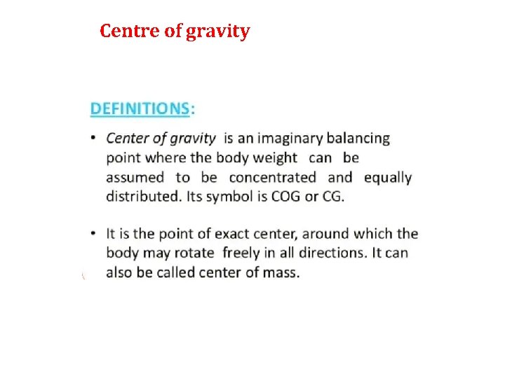 Centre of gravity 