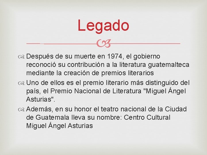 Legado Después de su muerte en 1974, el gobierno reconoció su contribución a la