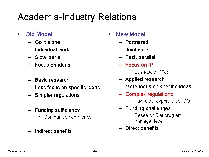Academia-Industry Relations • Old Model – – • New Model – – Go it