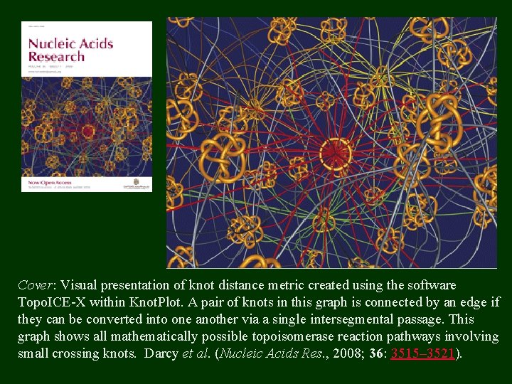 Cover: Visual presentation of knot distance metric created using the software Topo. ICE-X within