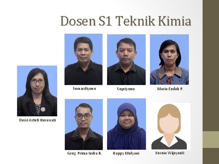 Dosen S 1 Teknik Kimia Sumardiyono Supriyono Maria Endah P. Greg. Prima Indra B.