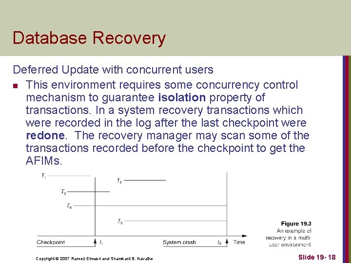 Database Recovery Deferred Update with concurrent users n This environment requires some concurrency control