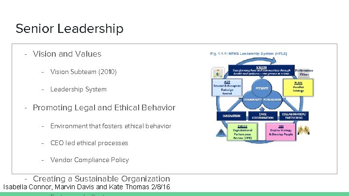 Senior Leadership - Vision and Values - Vision Subteam (2010) - Leadership System -