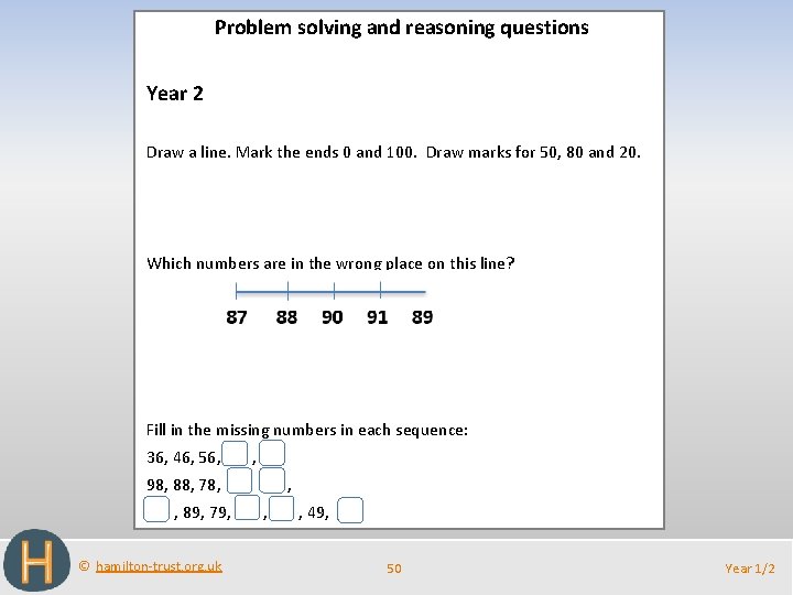 Problem solving and reasoning questions Year 2 Draw a line. Mark the ends 0