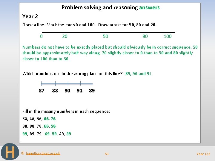 Problem solving and reasoning answers Year 2 Draw a line. Mark the ends 0
