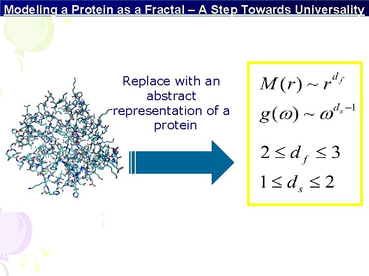 Modeling a Protein as a Fractal – A Step Towards Universality Replace with an
