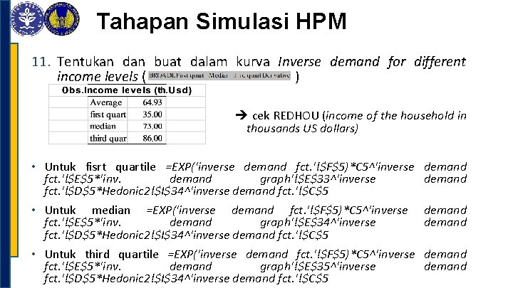 Tahapan Simulasi HPM 11. Tentukan dan buat dalam kurva Inverse demand for different income