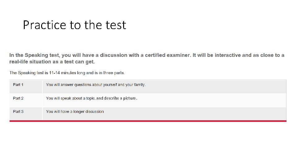 Practice to the test and describe a picture. 