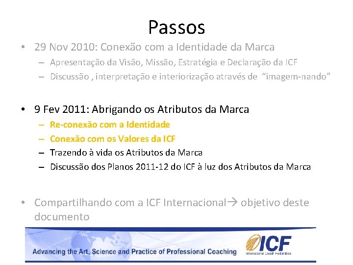 Passos • 29 Nov 2010: Conexão com a Identidade da Marca – Apresentação da