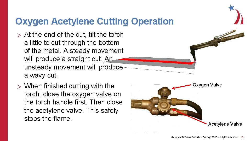 Oxygen Acetylene Cutting Operation > At the end of the cut, tilt the torch