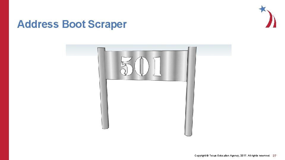 Address Boot Scraper Copyright © Texas Education Agency, 2017. All rights reserved. 37 