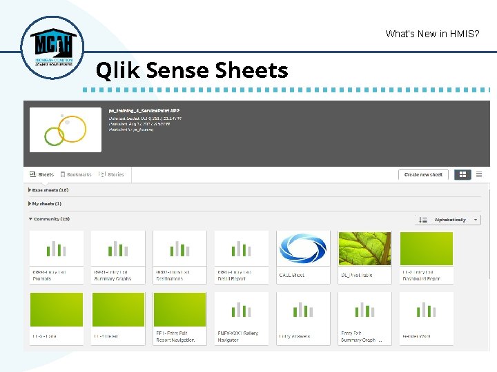 What’s New in HMIS? Qlik Sense Sheets 