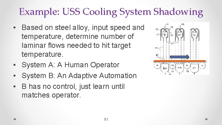 Example: USS Cooling System Shadowing • Based on steel alloy, input speed and temperature,