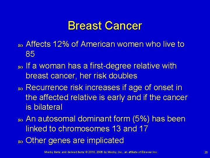 Breast Cancer Affects 12% of American women who live to 85 If a woman Breast Cancer Affects 12% of American women who live to 85 If a woman