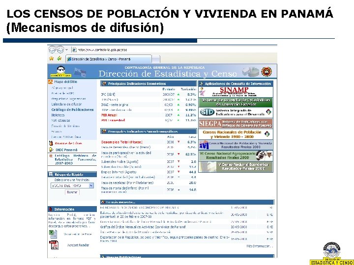 LOS CENSOS DE POBLACIÓN Y VIVIENDA EN PANAMÁ (Mecanismos de difusión) 