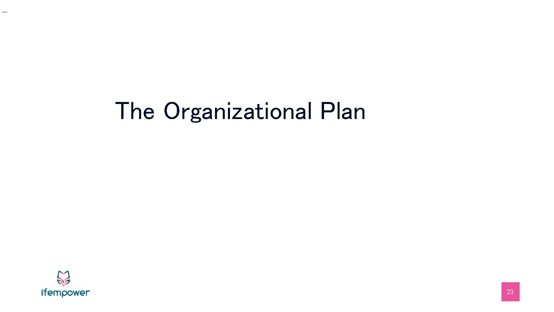 _ The Organizational Plan 23 