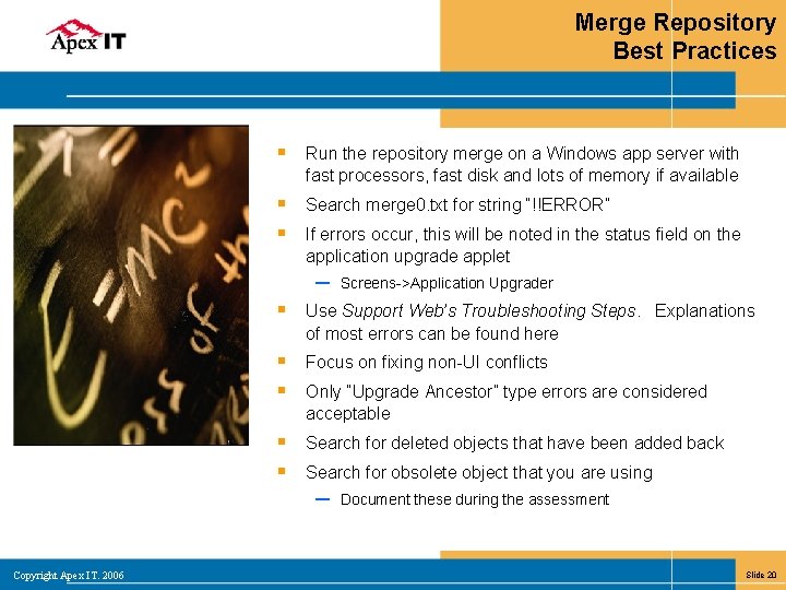 Merge Repository Best Practices § Run the repository merge on a Windows app server