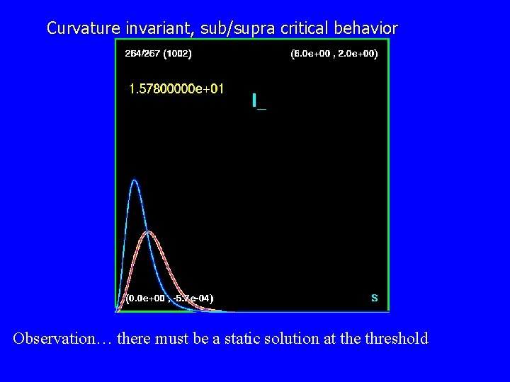 Curvature invariant, sub/supra critical behavior Observation… there must be a static solution at the