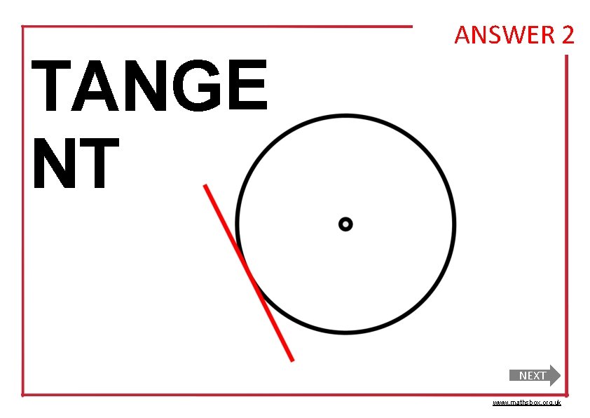 TANGE NT ANSWER 2 NEXT www. mathsbox. org. uk 