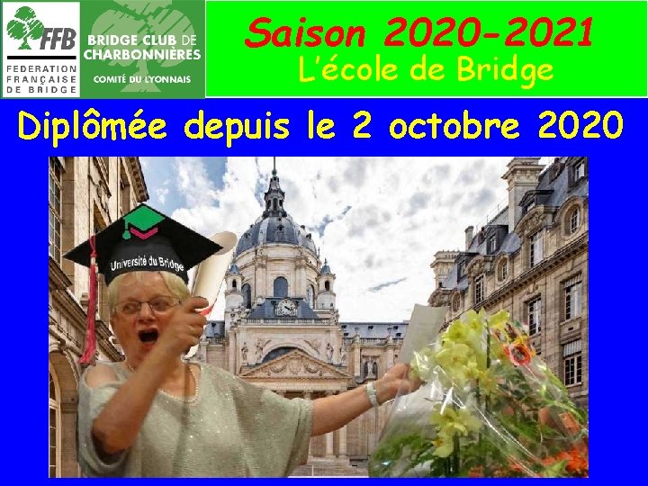 Saison 2020 -2021 L’école de Bridge Diplômée depuis le 2 octobre 2020 