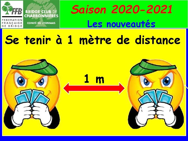 Saison 2020 -2021 Les nouveautés Se tenir à 1 mètre de distance 1 m