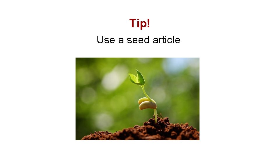 Tip! Use a seed article 