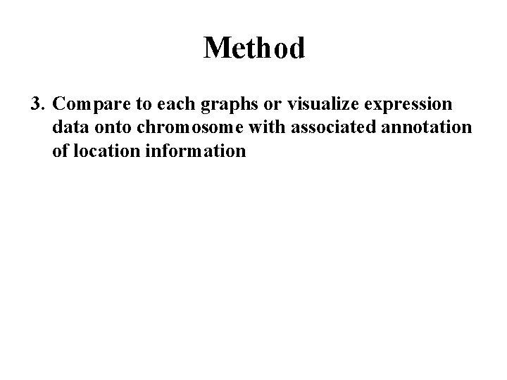 Method 3. Compare to each graphs or visualize expression data onto chromosome with associated