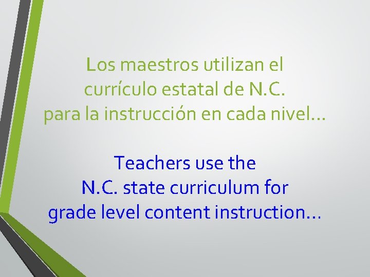 Los maestros utilizan el currículo estatal de N. C. para la instrucción en cada