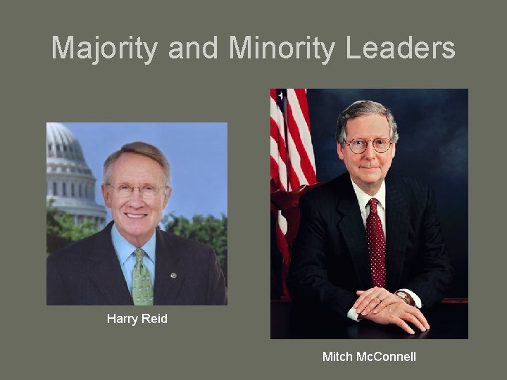 Majority and Minority Leaders Harry Reid Mitch Mc. Connell 