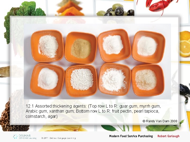 12. 1 Assorted thickening agents: (Top row L to R: guar gum, myrrh gum,