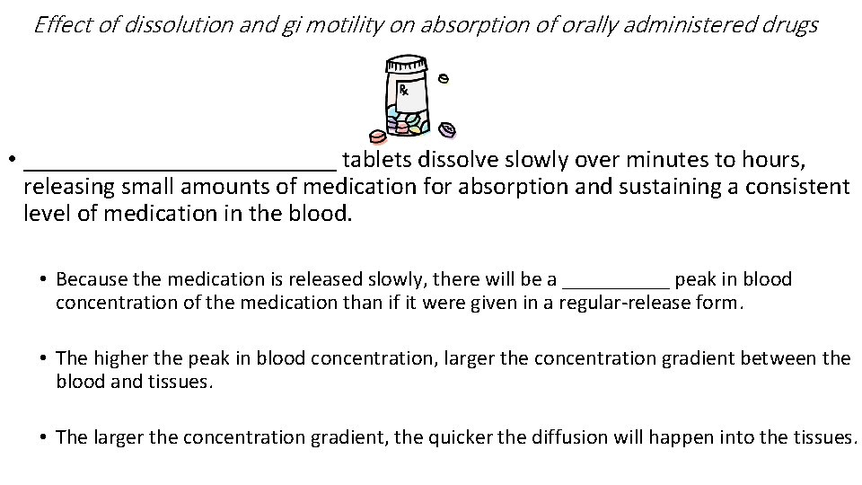 Effect of dissolution and gi motility on absorption of orally administered drugs • _____________
