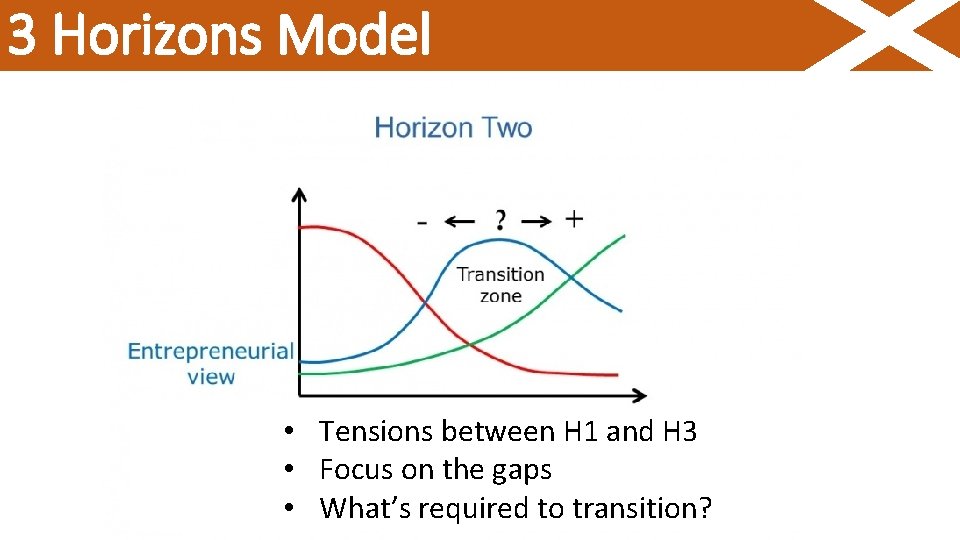 3 Horizons Model • Tensions between H 1 and H 3 • Focus on