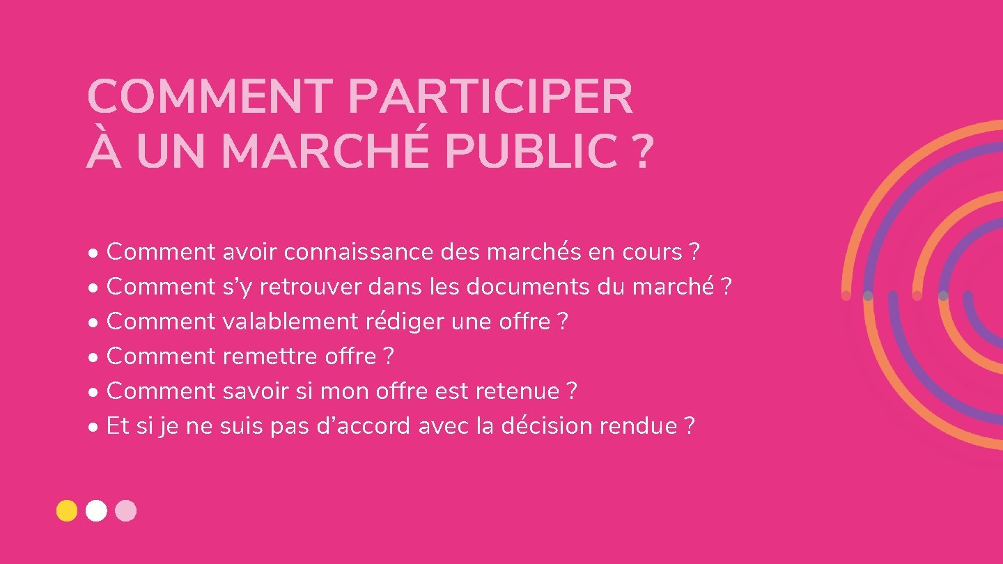 COMMENT PARTICIPER À UN MARCHÉ PUBLIC ? • Comment avoir connaissance des marchés en