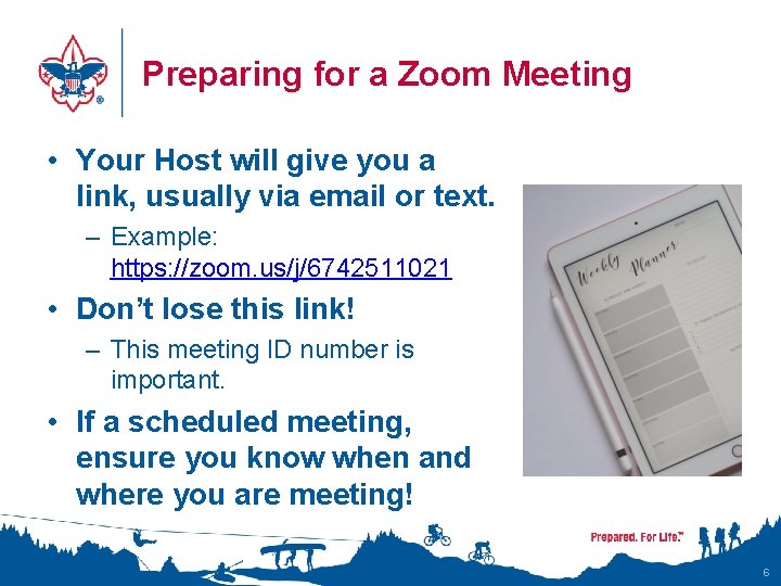 Preparing for a Zoom Meeting • Your Host will give you a link, usually Preparing for a Zoom Meeting • Your Host will give you a link, usually