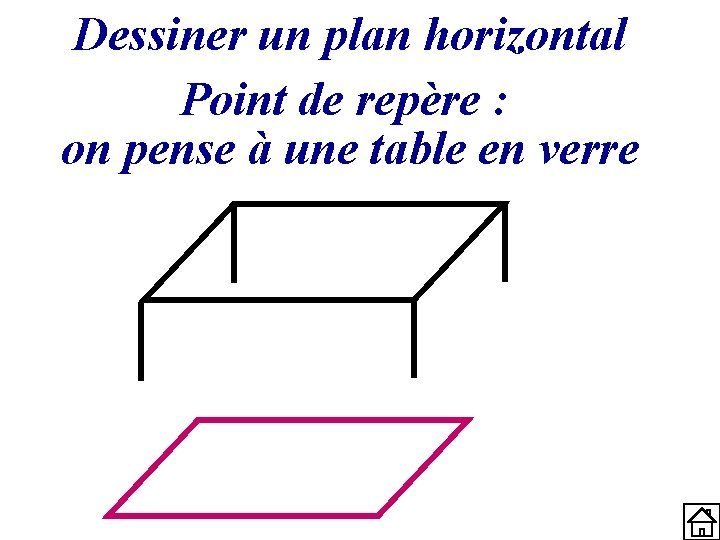 Dessiner un plan horizontal Point de repère : on pense à une table en