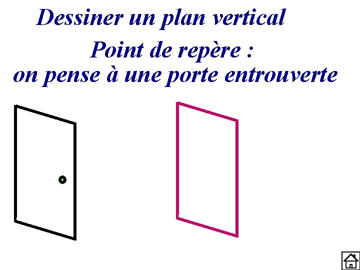 Dessiner un plan vertical Point de repère : on pense à une porte entrouverte