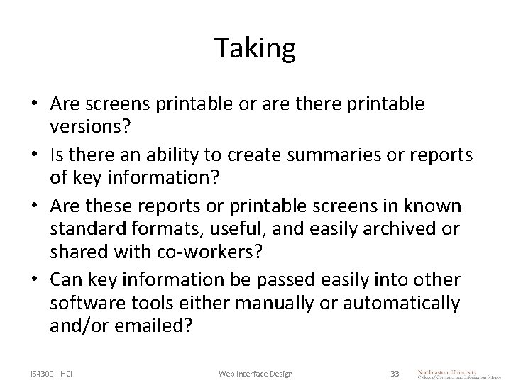 Taking • Are screens printable or are there printable versions? • Is there an Taking • Are screens printable or are there printable versions? • Is there an