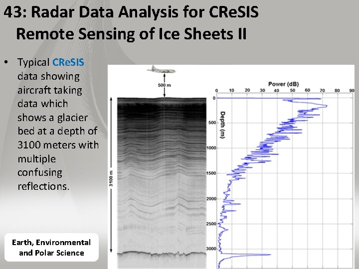 43: Radar Data Analysis for CRe. SIS Remote Sensing of Ice Sheets II •