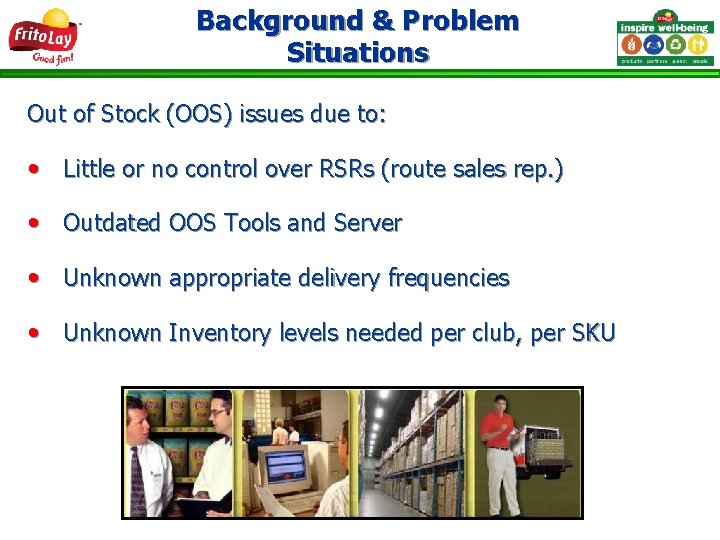 Background & Problem Situations Out of Stock (OOS) issues due to: • Little or