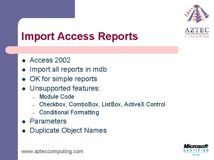 Import Access Reports l l Access 2002 Import all reports in mdb OK for