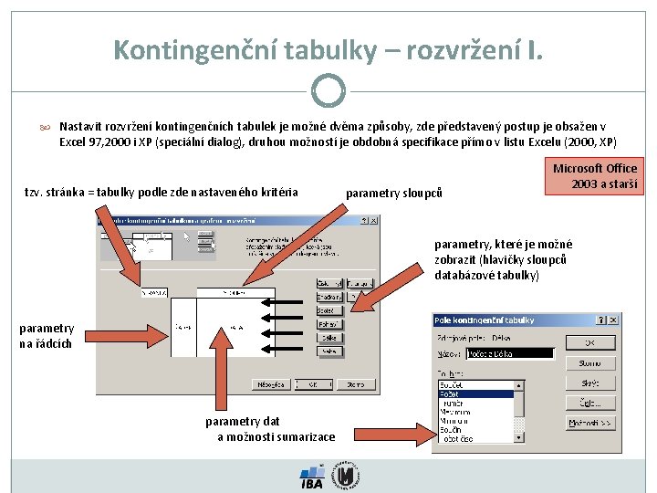 Kontingenční tabulky – rozvržení I. Nastavit rozvržení kontingenčních tabulek je možné dvěma způsoby, zde