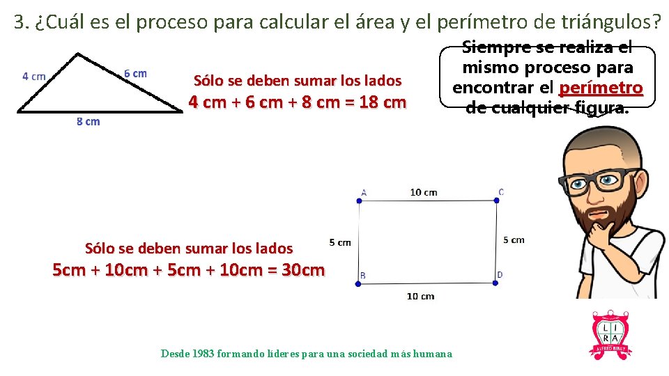 3. ¿Cuál es el proceso para calcular el área y el perímetro de triángulos?