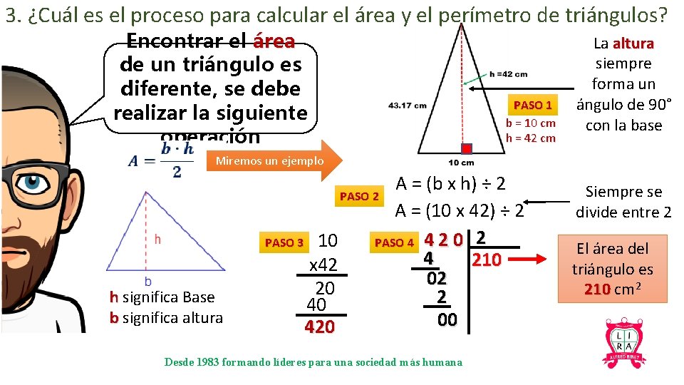 3. ¿Cuál es el proceso para calcular el área y el perímetro de triángulos?