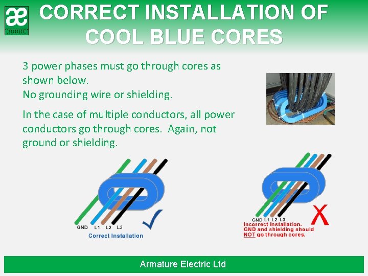CORRECT INSTALLATION OF COOL BLUE CORES 3 power phases must go through cores as
